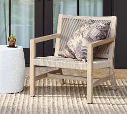 Lounge Chair weathered wood frame coastal rope lounge chair