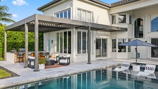 Louvered Pergola Charcoal Wrap Design with Sun Shelf