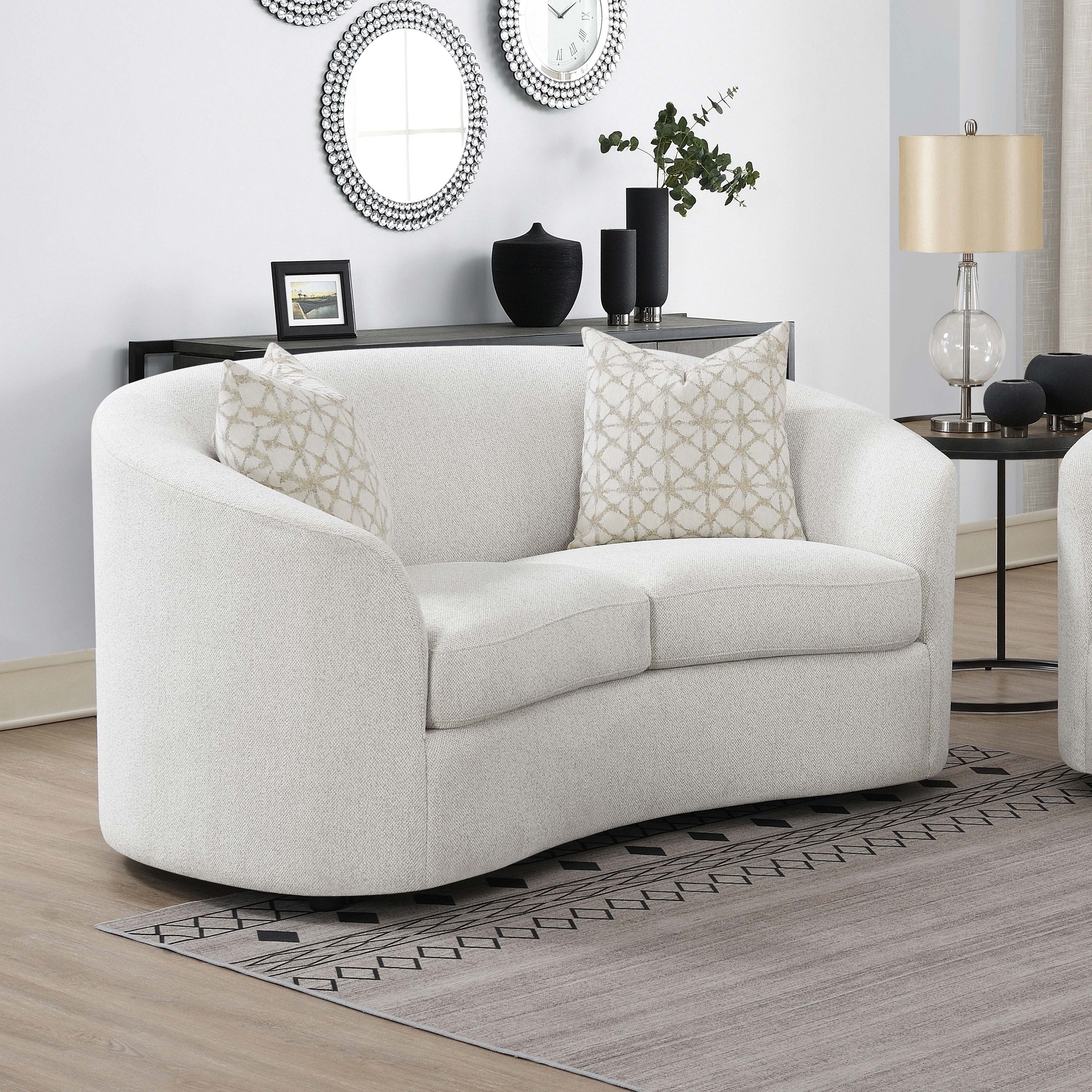 Loveseat featuring Sloped Arms in Boucle Sloped Arm Style
