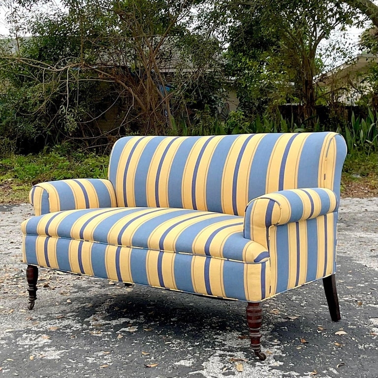 Loveseat Scroll Arm Casters Vintage Scroll Arm Loveseat