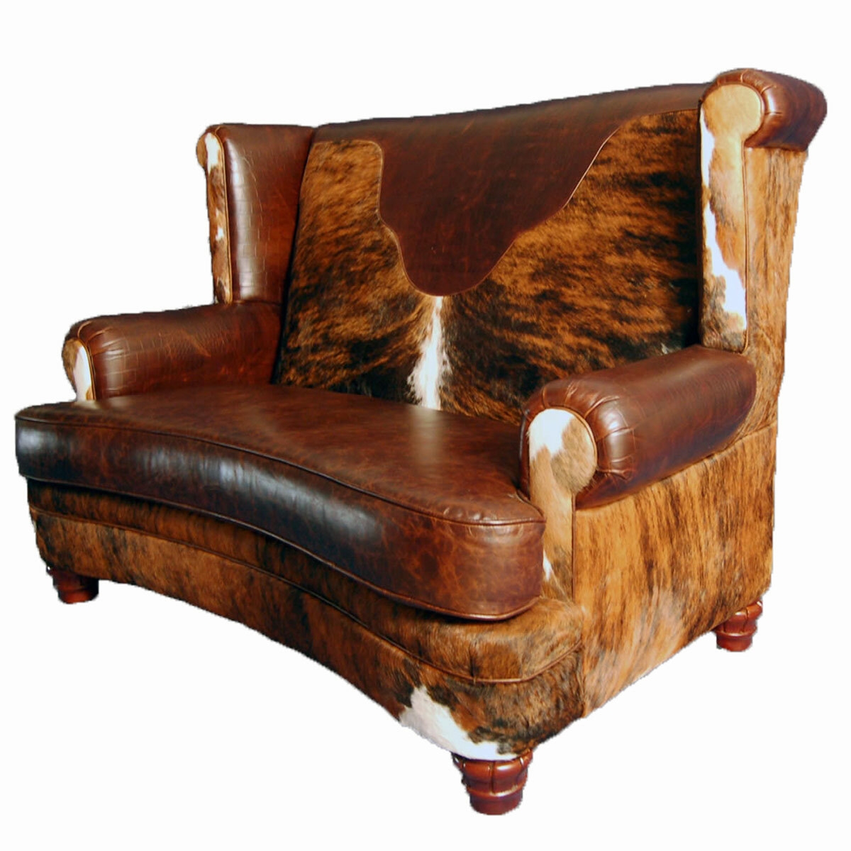 Loveseat with Brindle Upholstery and Curved Front Design