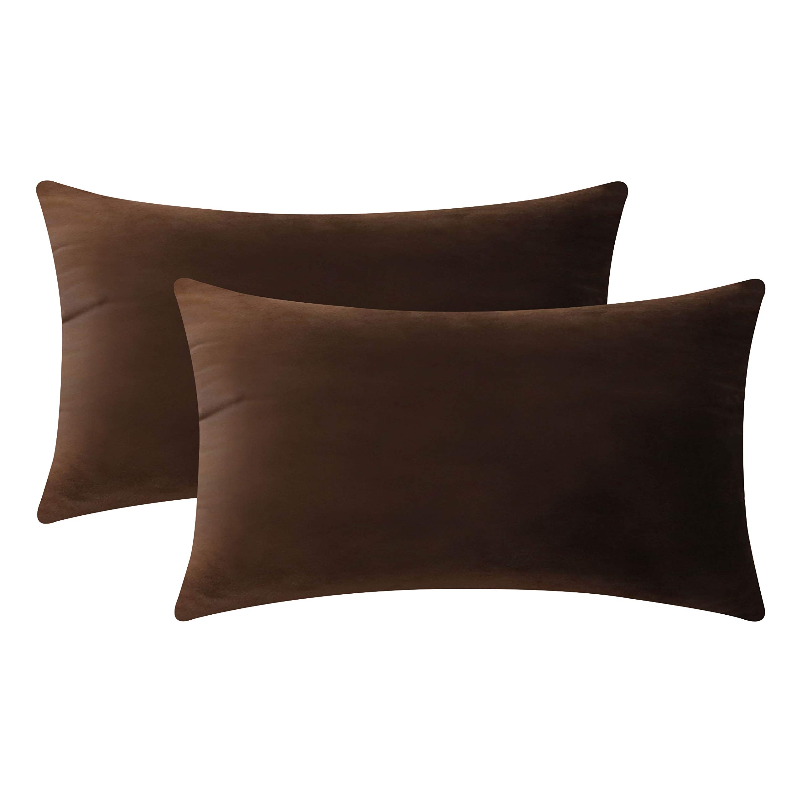 Lumbar Pillows: Chocolate Velvet Oblong Couch Cushions