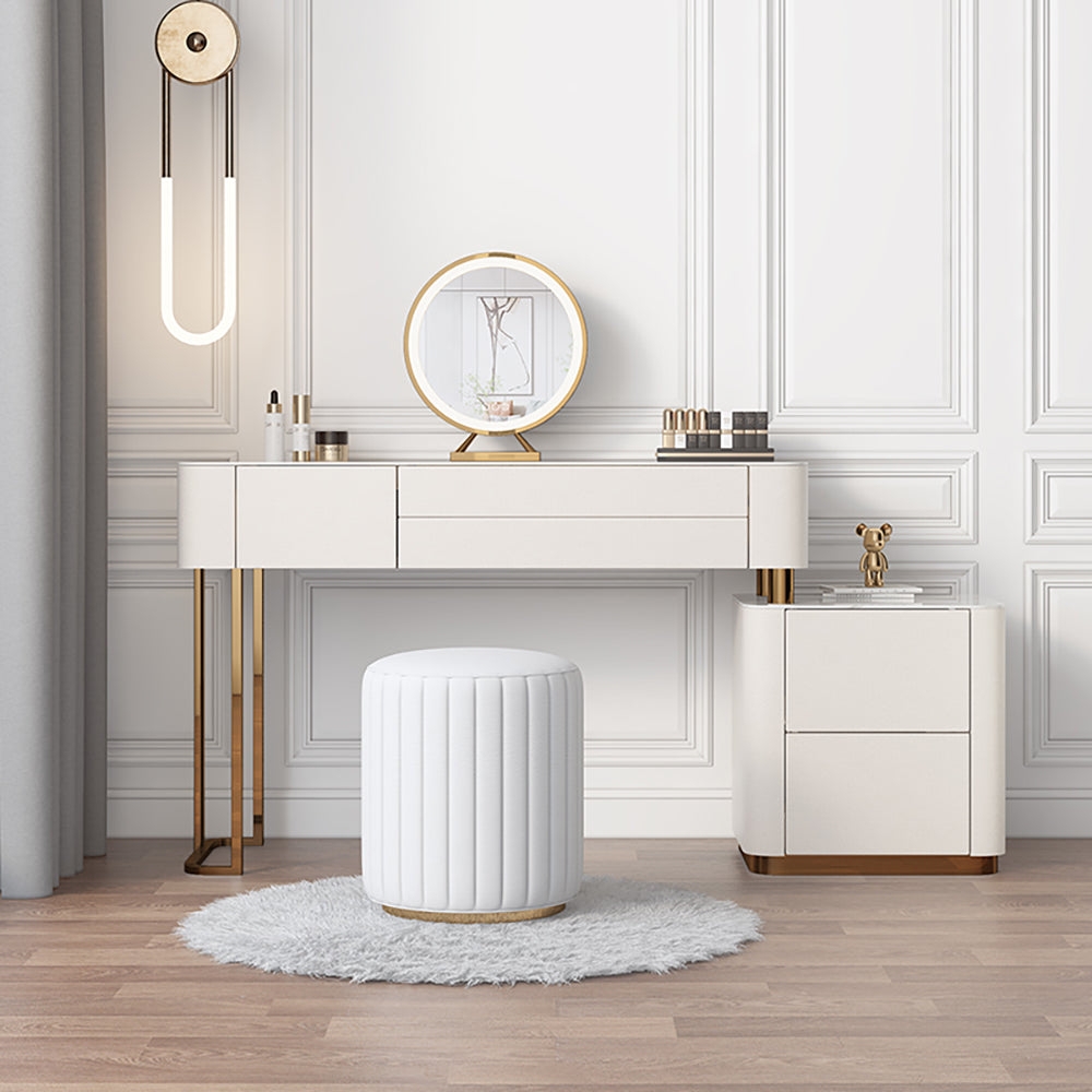 Makeup Vanity: Gold Desk Set with Fluted Vanity Stool