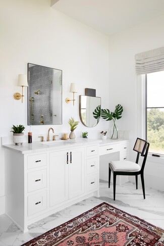 Makeup Vanity with Cane Back Chair and Shaker Style