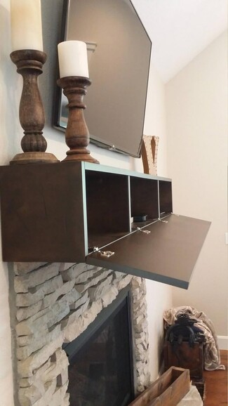 Mantle Cabinet in Espresso Poplar with Media Storage