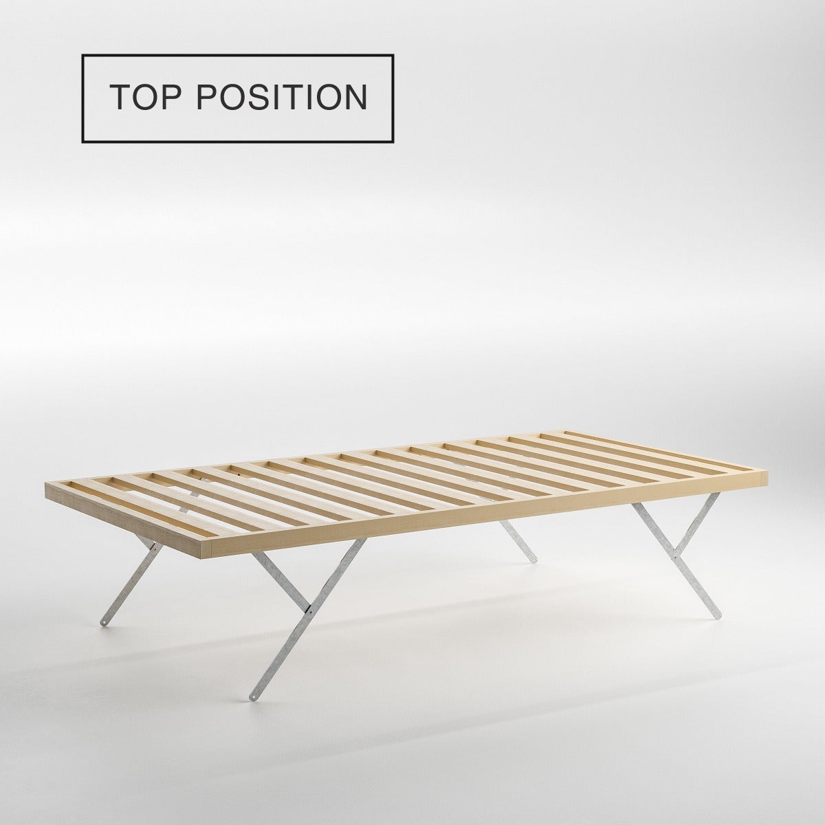 Mattress Support with Slatted Platform and X-Shaped Metal Legs