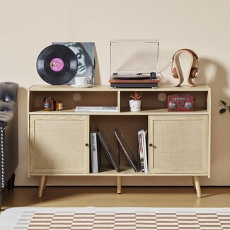 Media Console Woven Door Panels Internal LP Dividers