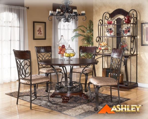 Mediterranean Dining Set with Scrollwork Metal and Wood