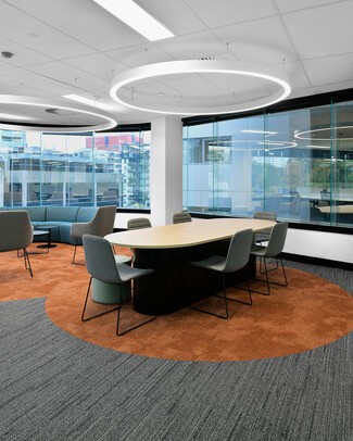 Meeting Table Rust Orange Carpet Oval Office Collaboration Table