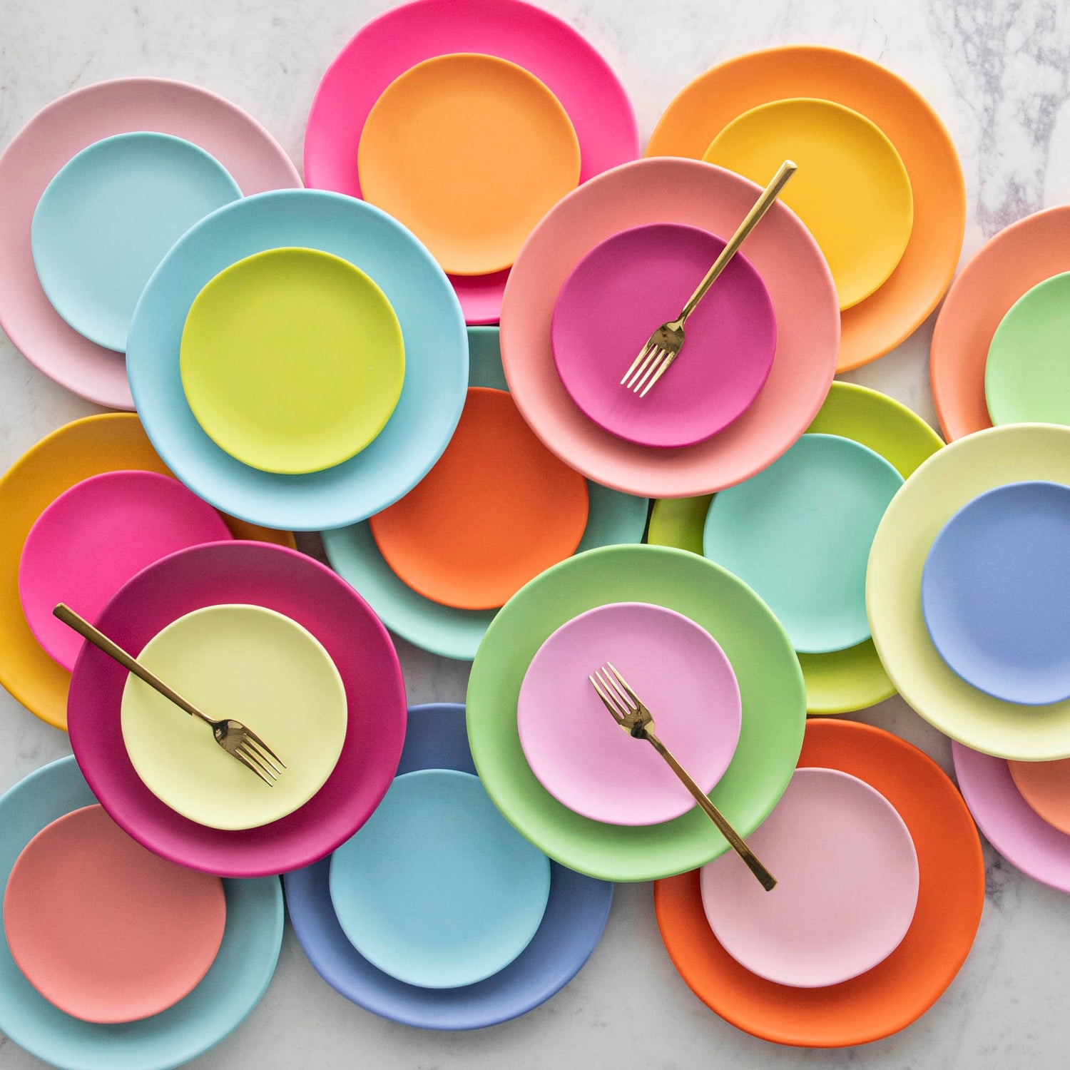 Melamine Plate Matte Finish Rainbow Set - Modern Nested Plate Set