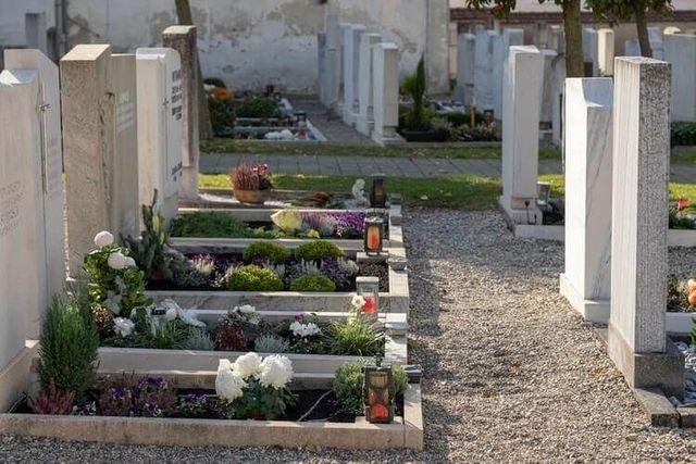 Memorial Garden Cemetery Plot Planting Ideas with Stone Borders