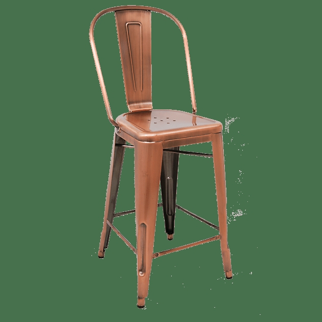 Metal Bar Stool with Perforated Seat and Vertical Slat