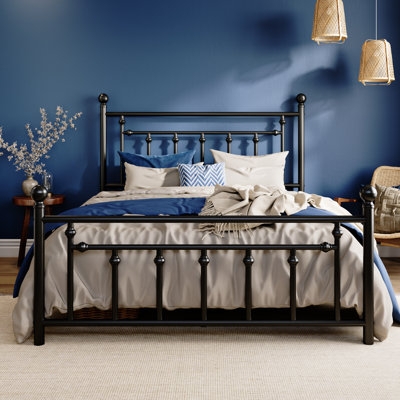 Metal Bed Frame Orb Finials in Black Matte Finish