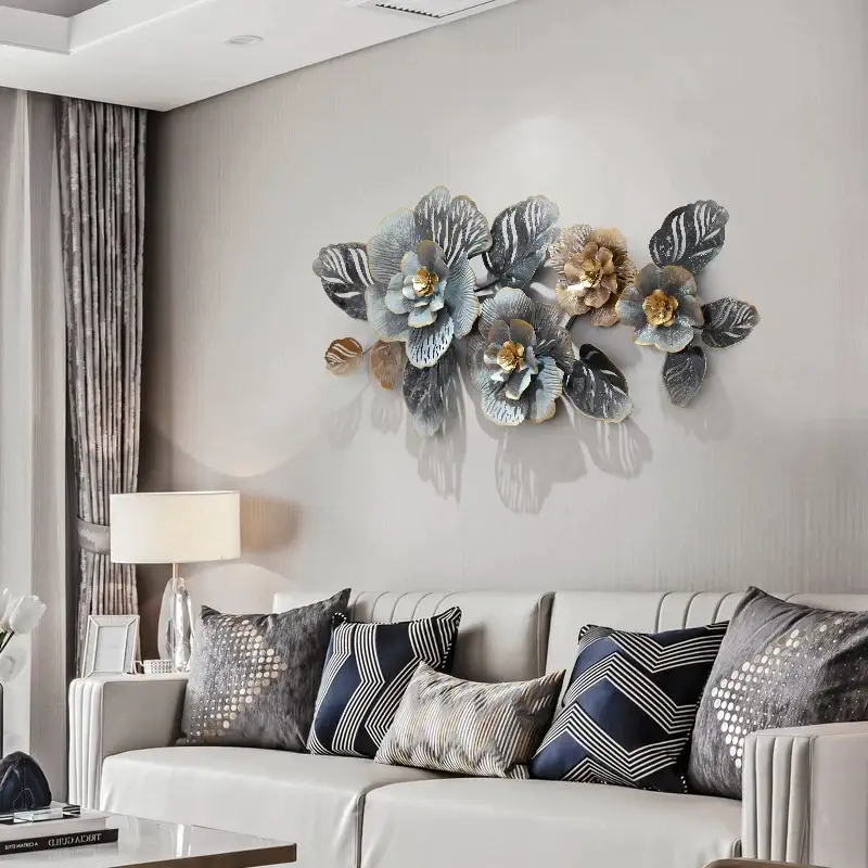 Metal Wall Art: 3D Floral Design Layered Petals Luxury Decor