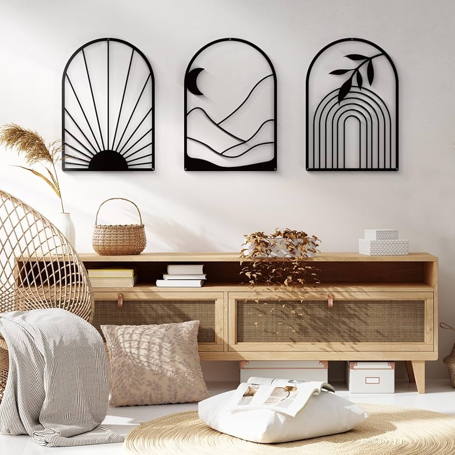 Metal Wall Art: Arched Silhouette Matte Black Minimalist Line Art