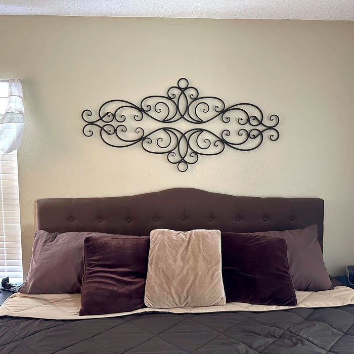 Metal Wall Art: Scrolling Pediment Design Antique Bronze Set