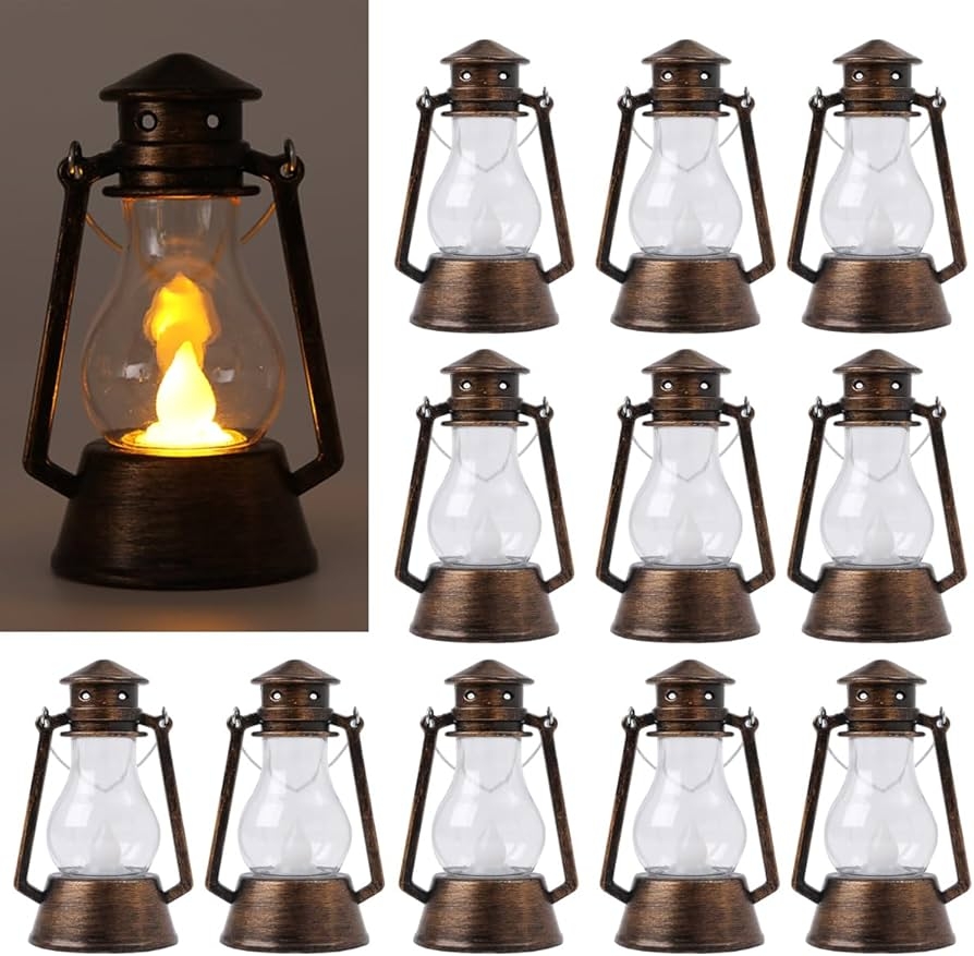 Mini Lantern Flickering Flame Effect Mini Vintage Lantern Set