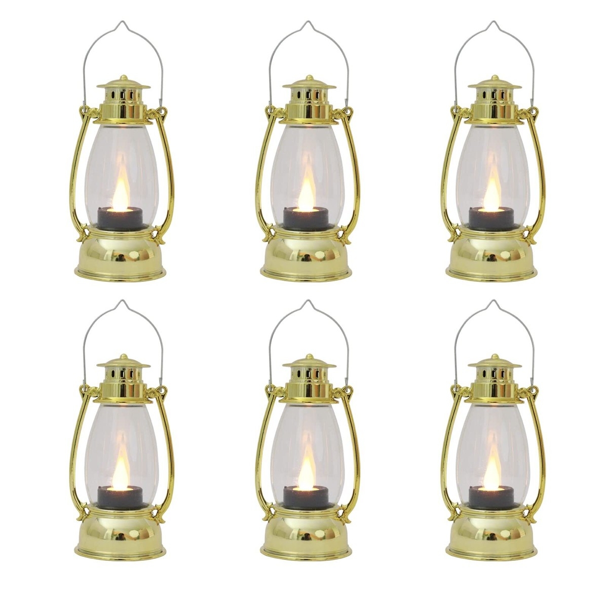 Mini Lantern Polished Gold Led Flame Holiday Event Centerpiece