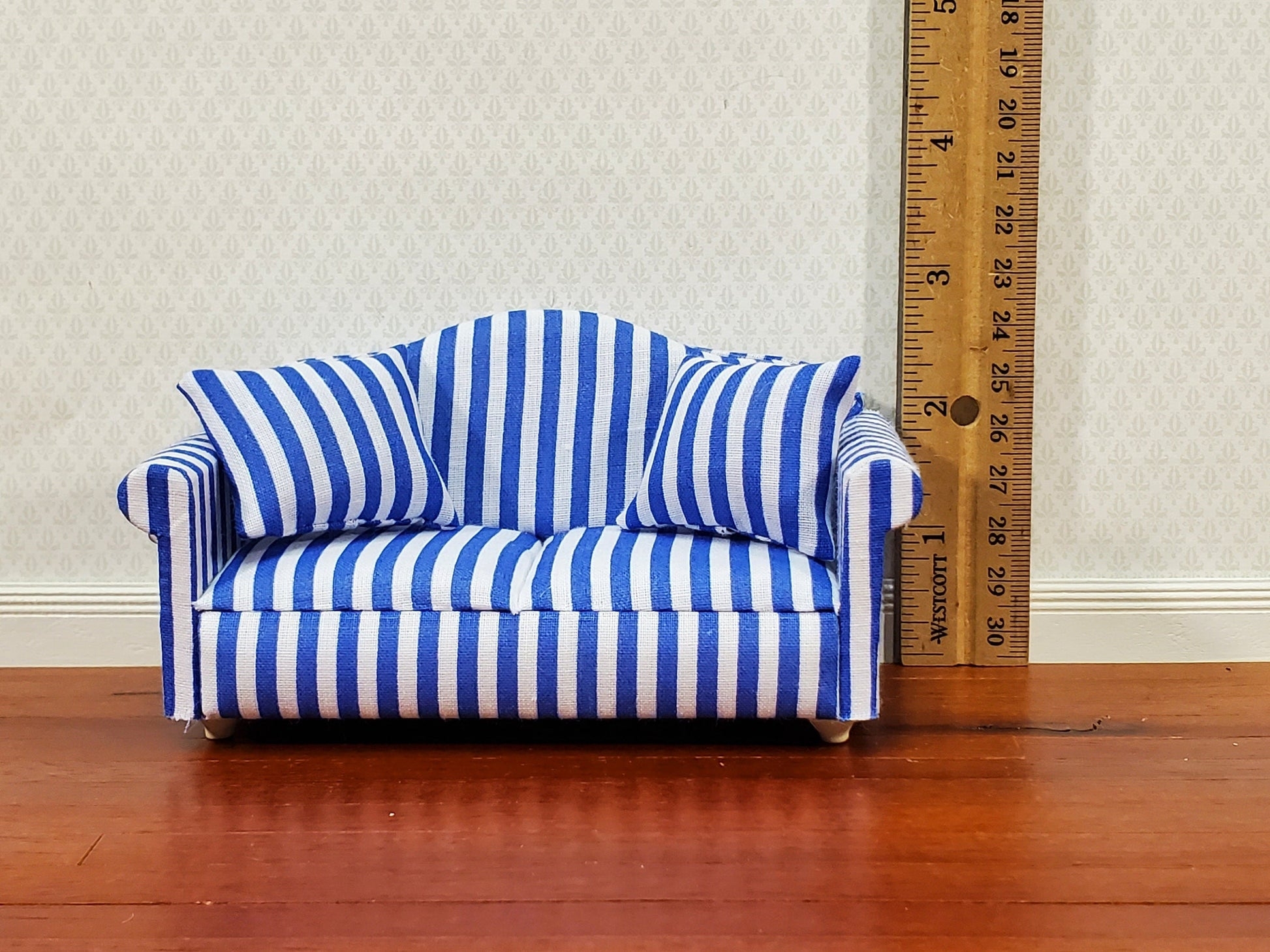 Miniature Sofa Camelback Profile 1:12 Scale Dollhouse Couch