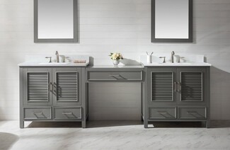 Modular Bathroom Vanity: Grey with Louvered Doors