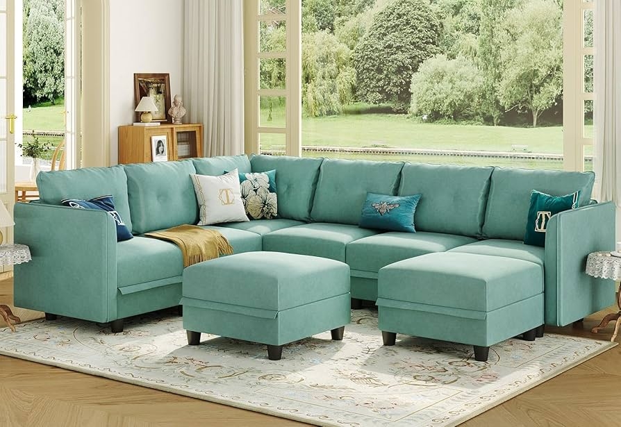 Modular Sectional Dual Ottomans Large Sectional With Ottomans