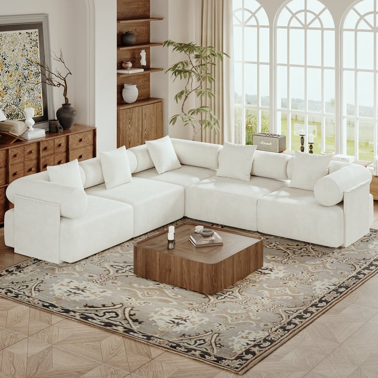 Modular Sectional with Bolster Arms and Performance Velvet