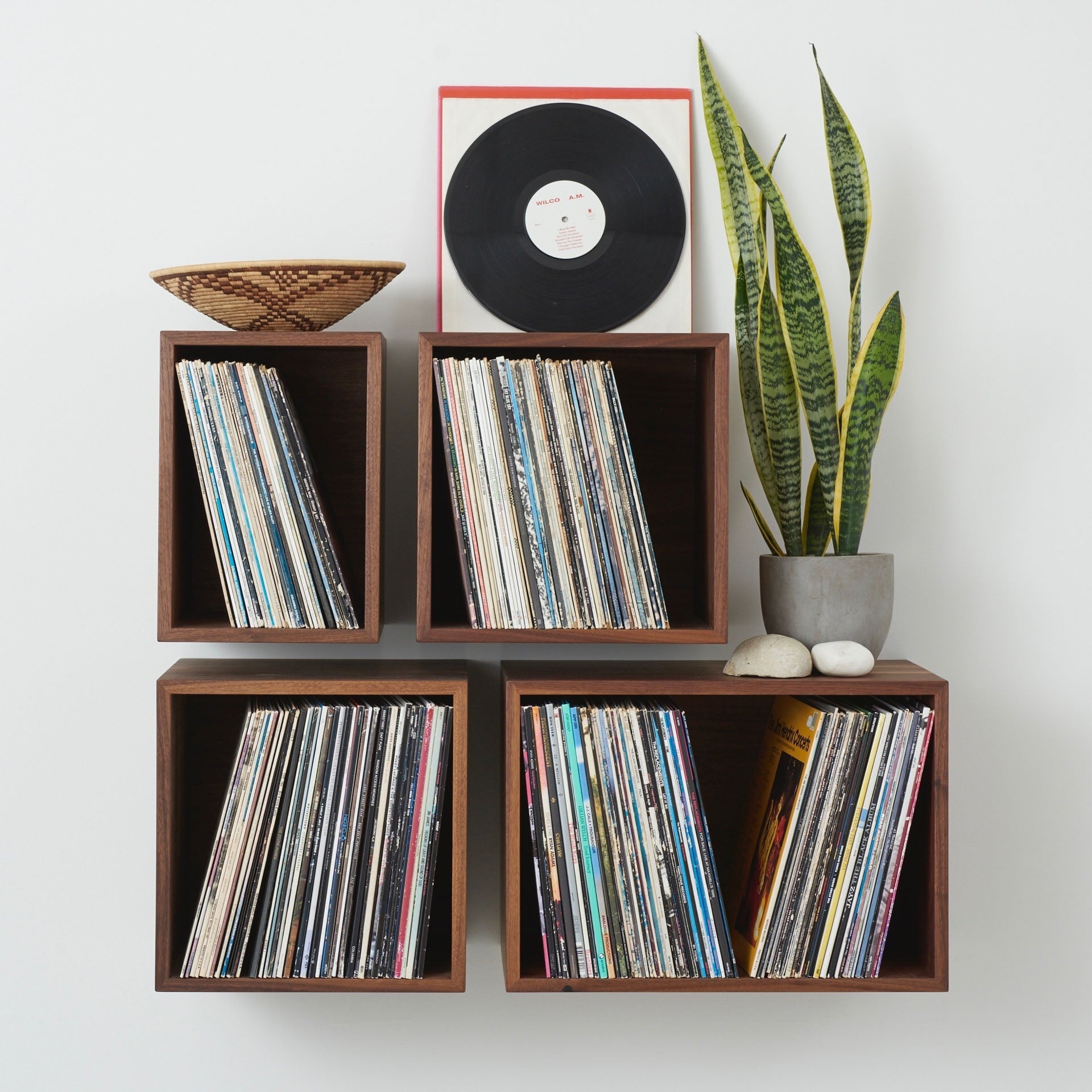 Modular Shelving: Asymmetrical Walnut Modular Shelves