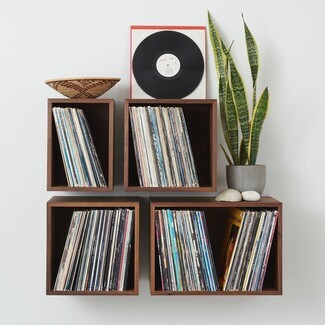 Modular Shelving: Asymmetrical Walnut Modular Shelves