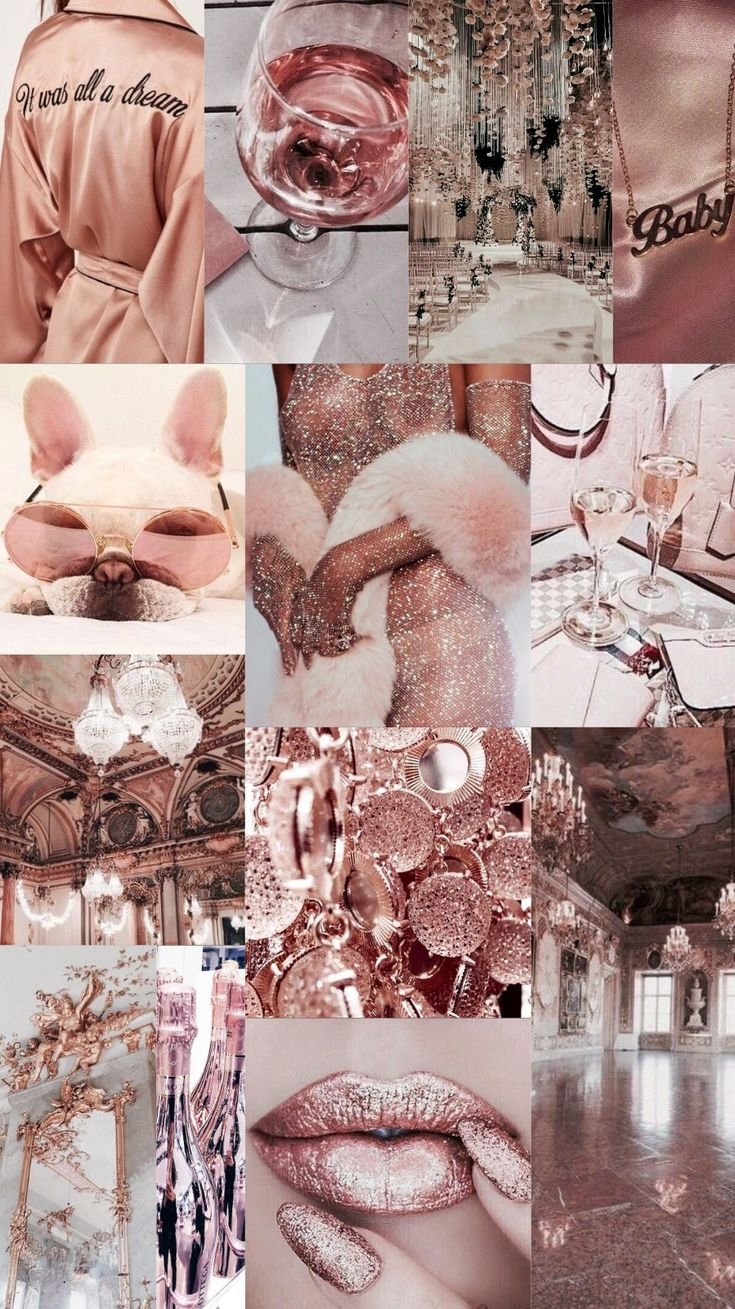 Mood Board High Glitz Textures Rose Gold Aesthetic