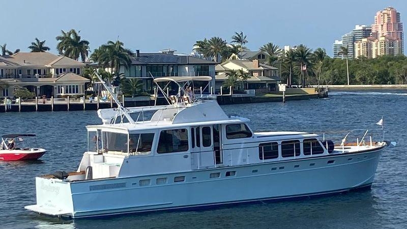 Motor Yacht with Tri-cabin Layout and Powder Blue Vintage Cruiser