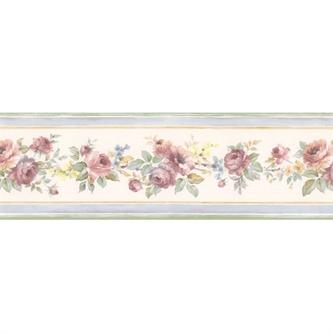 Multi-Colored Trim Wallpaper Border: Watercolor Floral Wall Accent