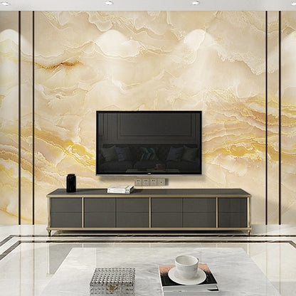Mural Wallpaper with Organic Marble Pattern and Luxury Media Room