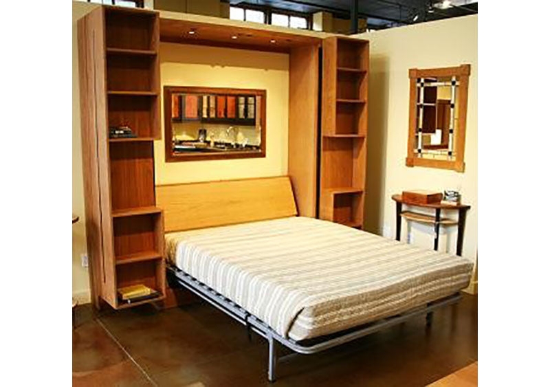 Murphy Bed: Bi-Folding Design Integrated Library Shelving