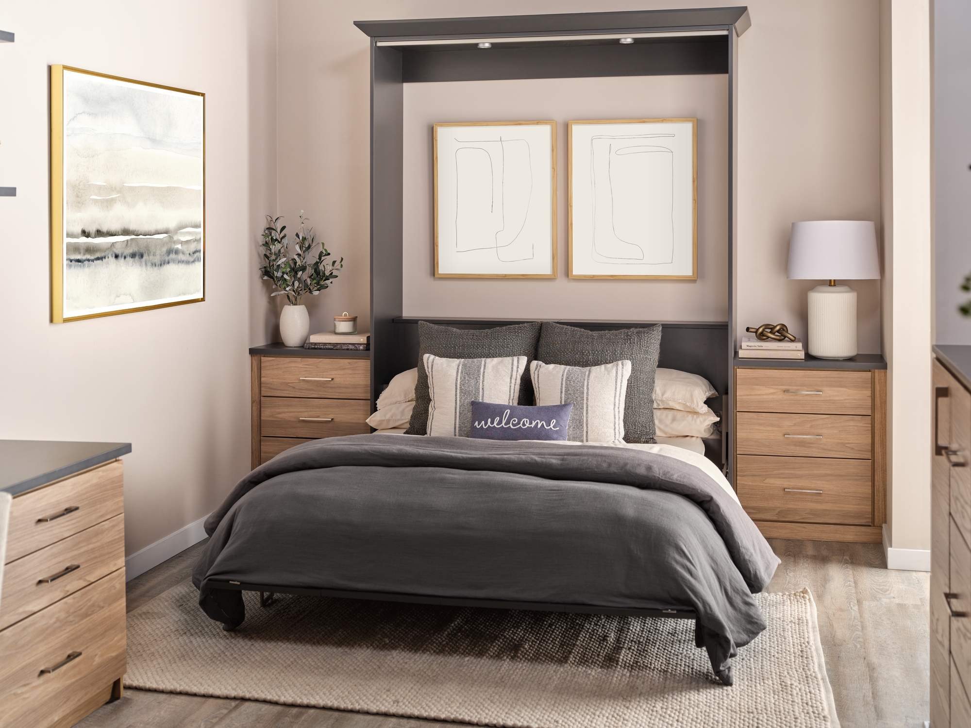 Murphy Bed Integrated Puck Lights Charcoal Murphy Bed System