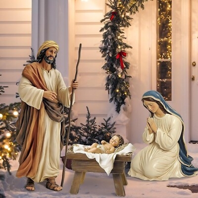 Nativity Scene Set: 3 Piece Christmas Yard Display Sculpture