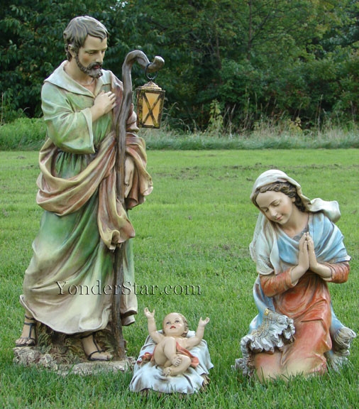 Nativity Set: 27 Inch Holy Family Set, Sage Green Robes