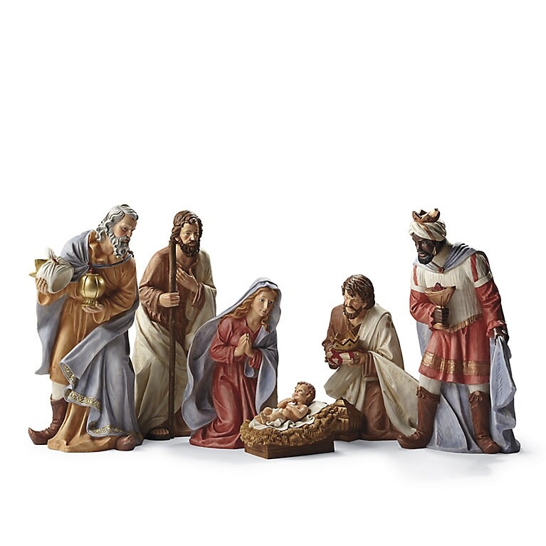 Nativity Set: Classical Manger Scene, Detailed Draped Robes