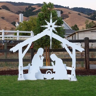 Nativity Set: Large White Silhouette Nativity, Interlocking