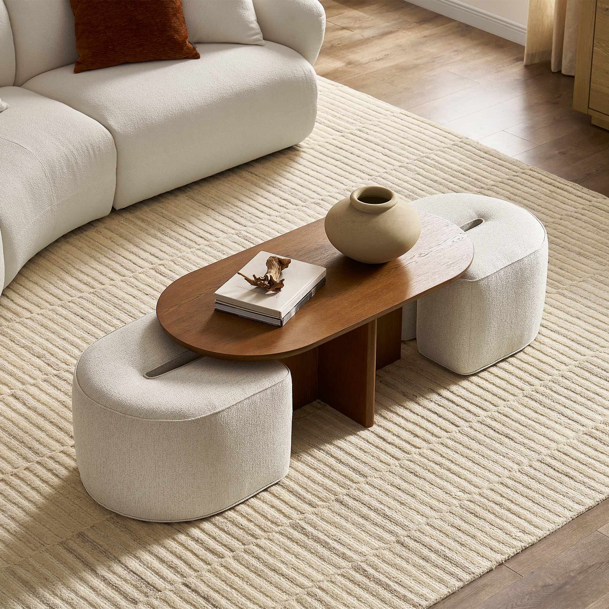 Coffee Table With Nesting Stools