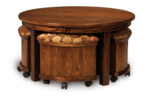 Nesting Coffee Table Warm Brown Wood Rolling Casters Set