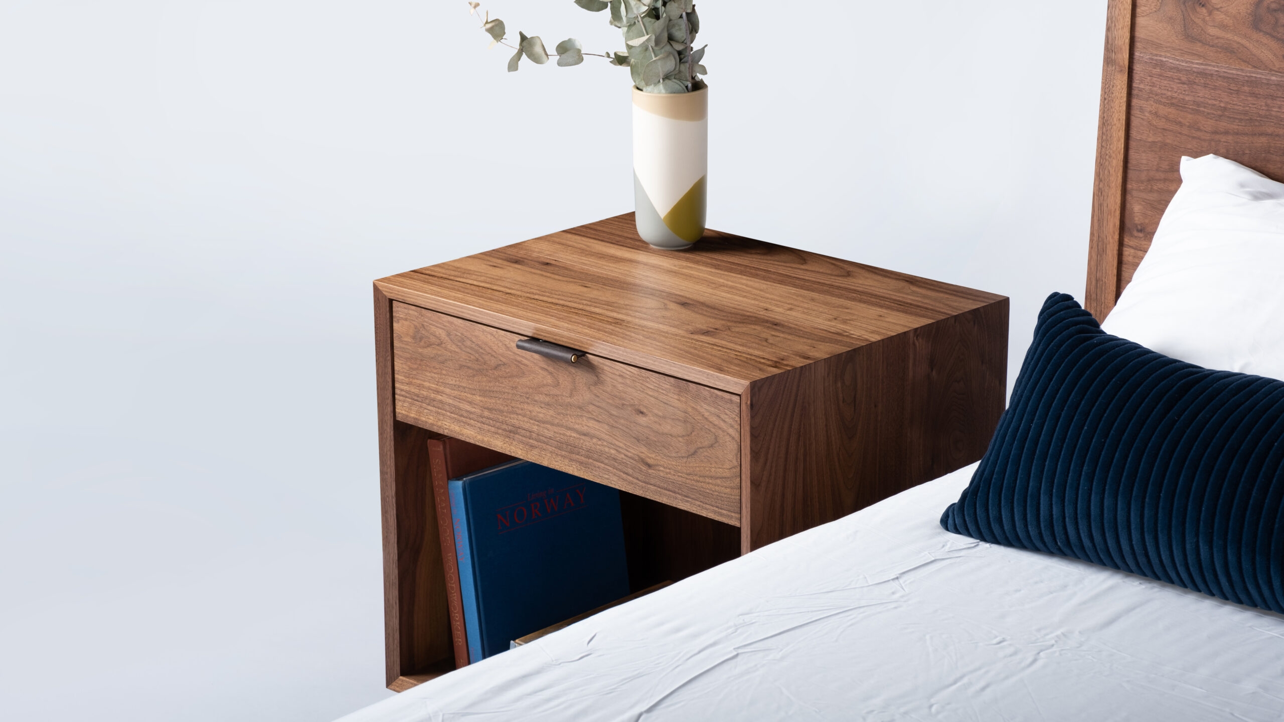 Nightstand Mitered Corners Wood Nightstand with Drawer Storage