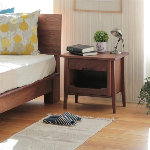 Nightstand: Tapered Legs and a Solid Walnut Nightstand