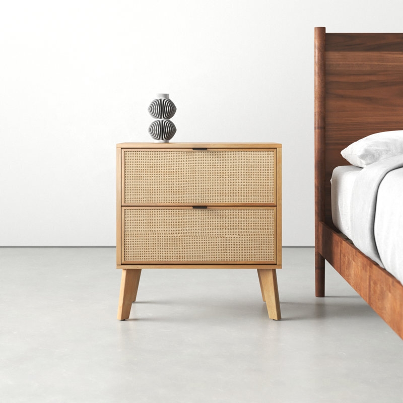 Nightstand with Cane Drawer Fronts: Cane Drawer Nightstand