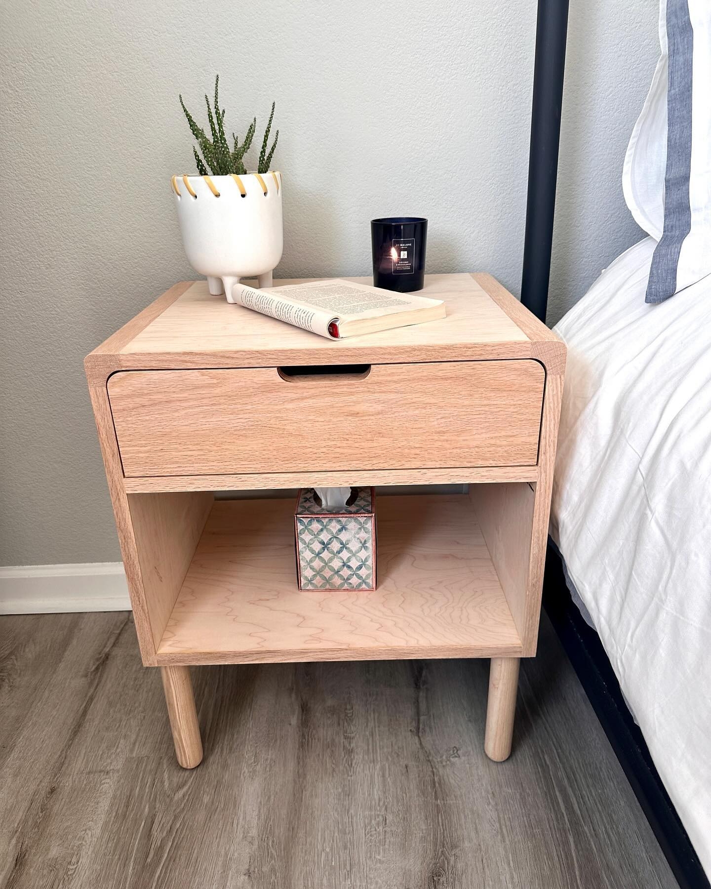 Nightstand with Cutout Handle: Japandi Bedside Table