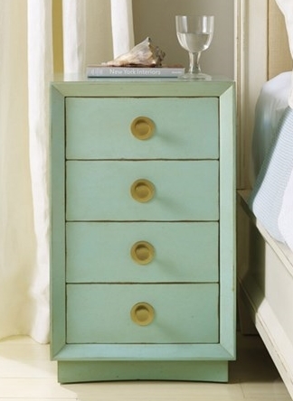 Nightstand with Four Drawers and Seafoam Green Mitered Frame
