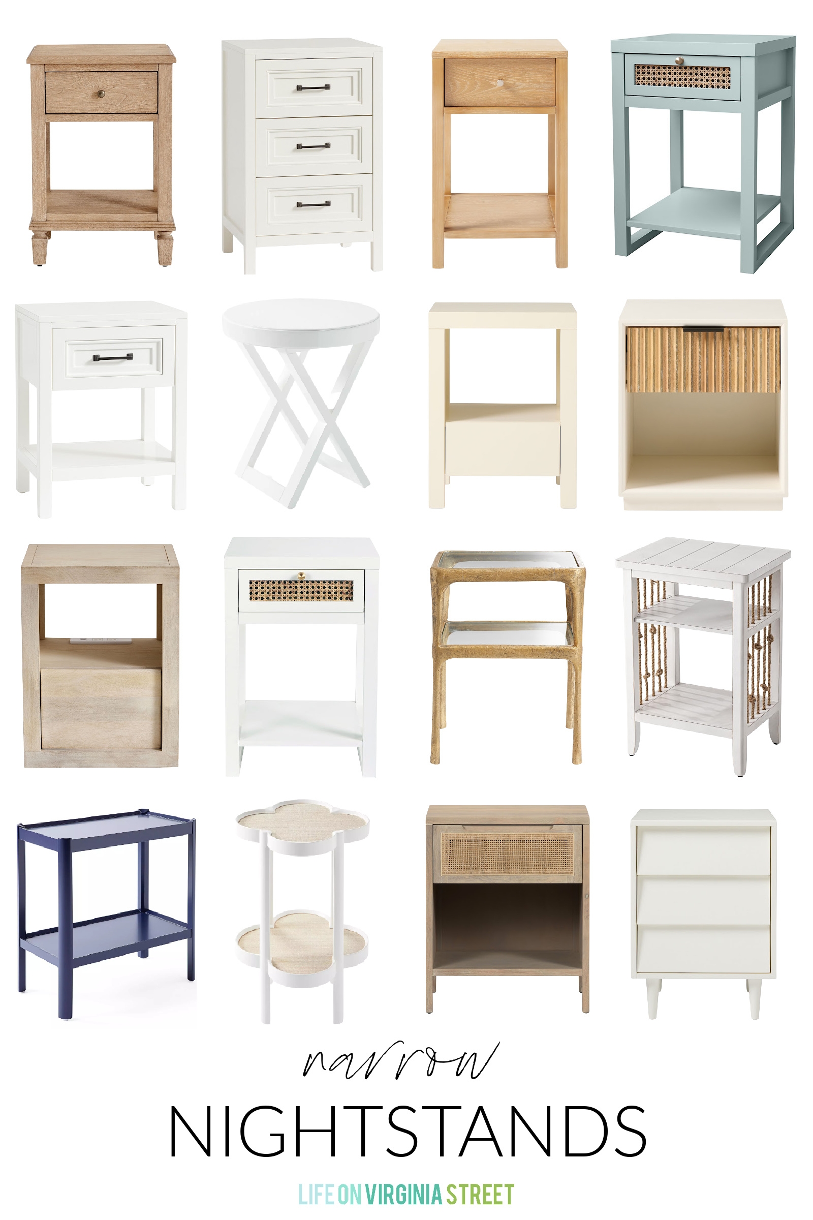 Nightstand with Narrow Profile and Slim Rattan Side Storage