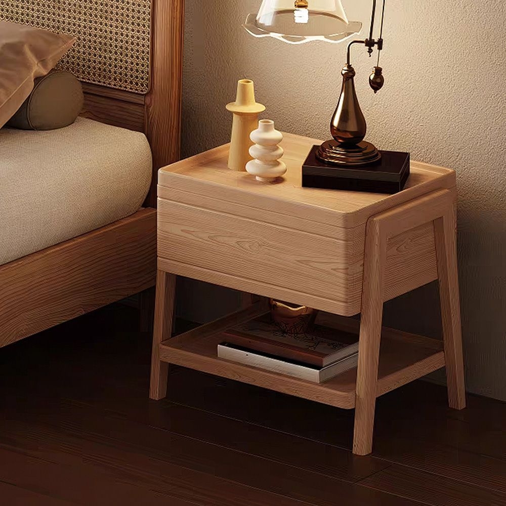 Nightstand with Tray Top: Zen Bedside Table Drawer