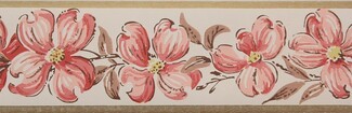 Notched Petal Wallpaper Border; Retro Dogwood Wallpaper Trim
