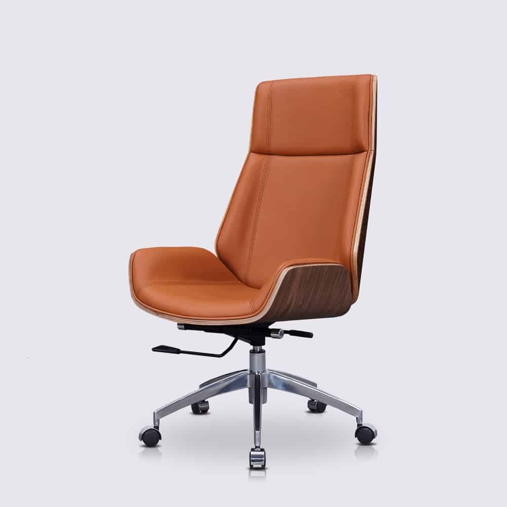 Office Chair with Curved Plywood Shell and Swivel Base