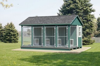 Outdoor Dog Kennel Multi Run Design with Gabled Roof